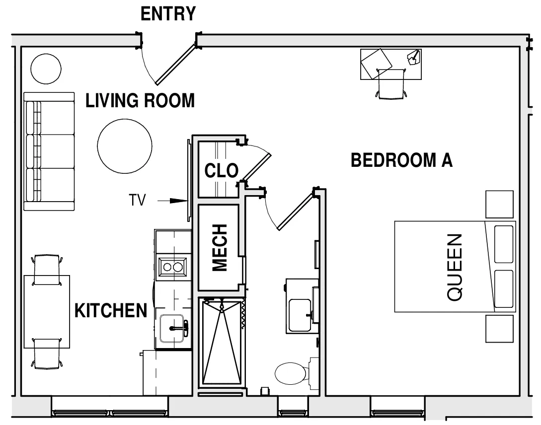 Mercer 1-bed floor plan